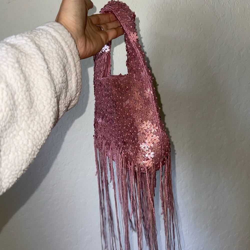 Pink Sequin beaded Handbag - Picture 3 of 3